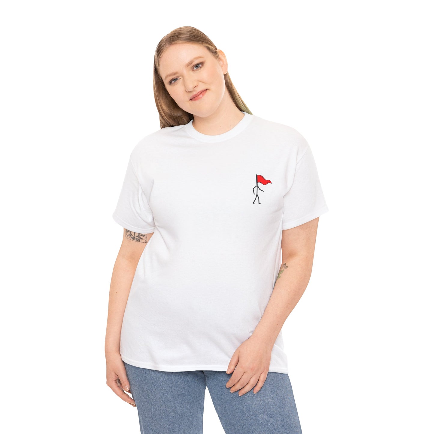 Small Walking Red Flag Unisex Heavy Cotton Tee