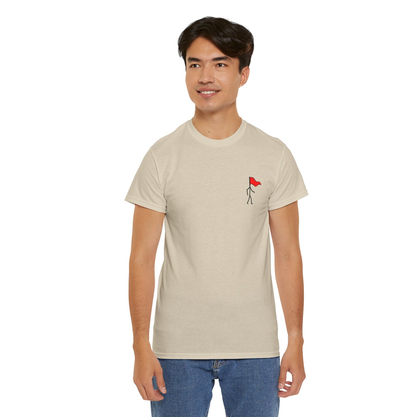 Small Walking Red Flag Unisex Heavy Cotton Tee