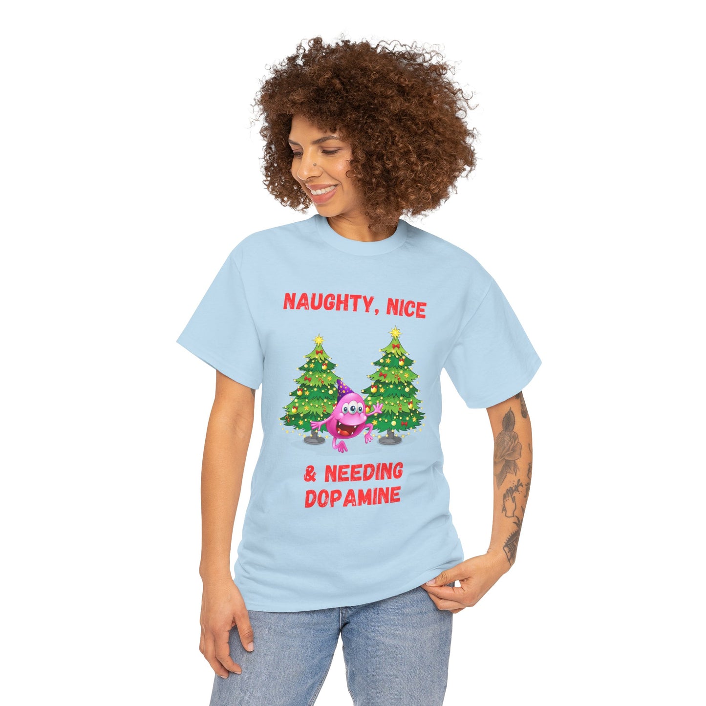 Naughty, Nice & Needing Dopamine Unisex Heavy Cotton Tee