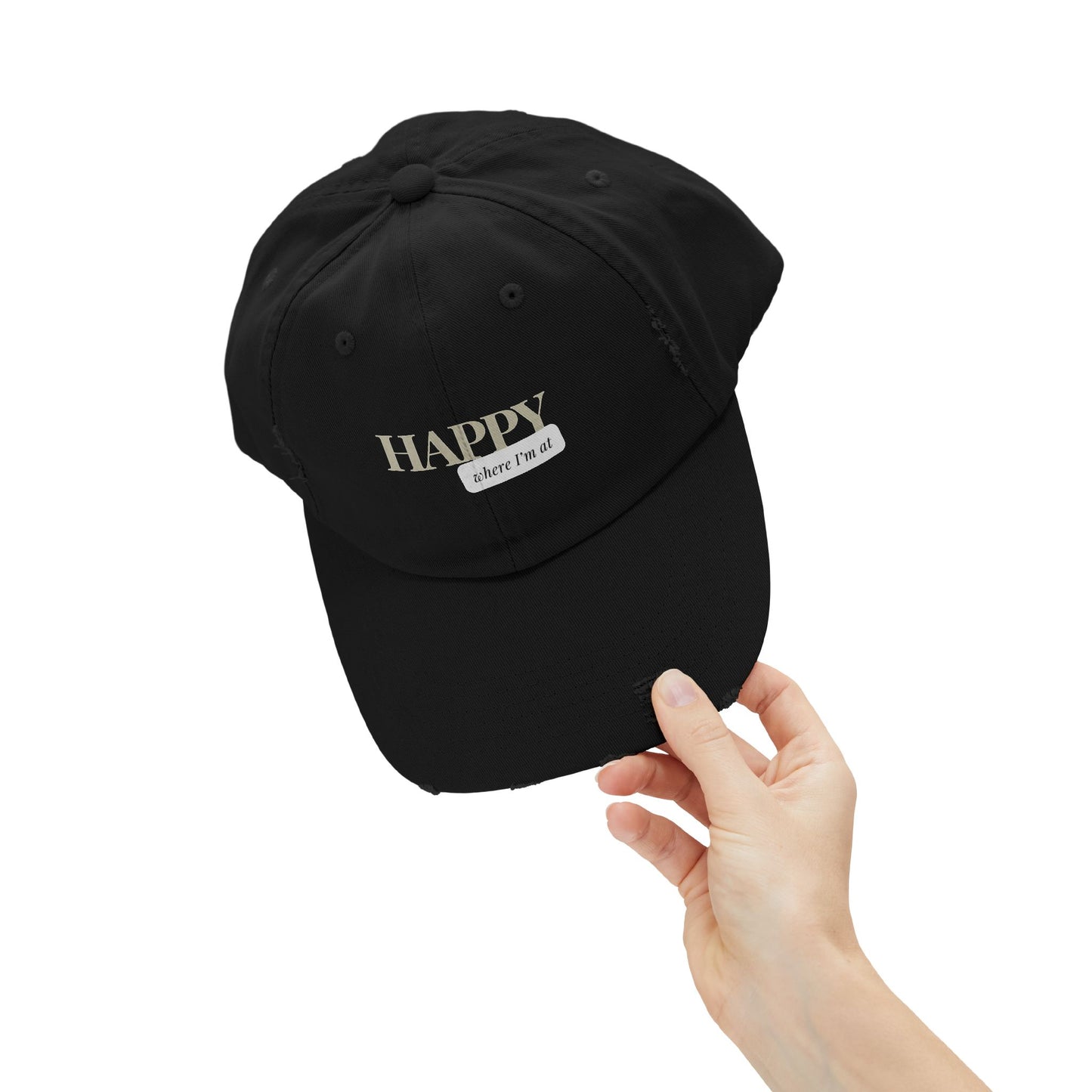 Happy where I'm at Unisex Distressed Cap