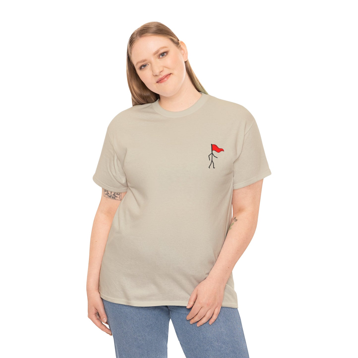 Small Walking Red Flag Unisex Heavy Cotton Tee