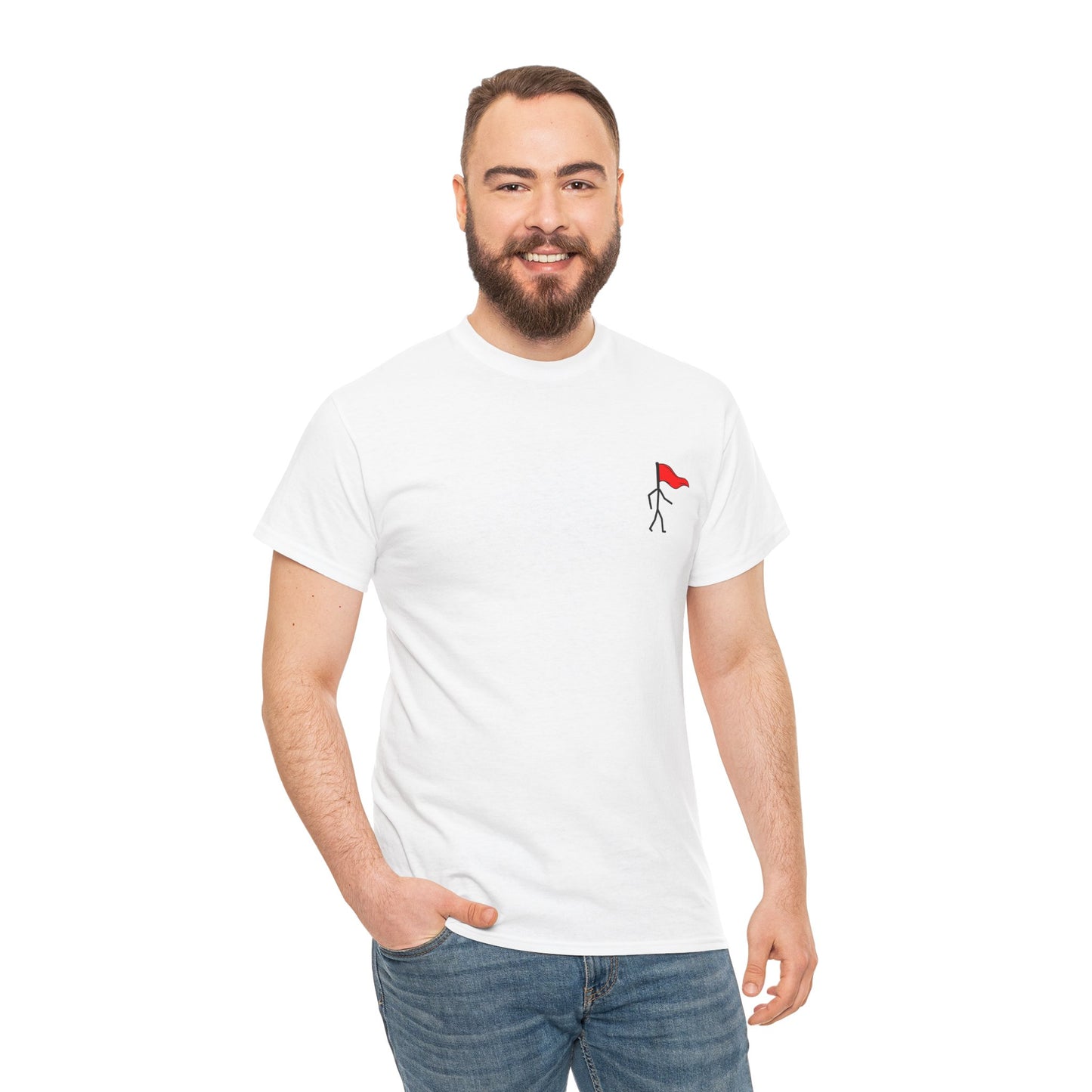 Small Walking Red Flag Unisex Heavy Cotton Tee