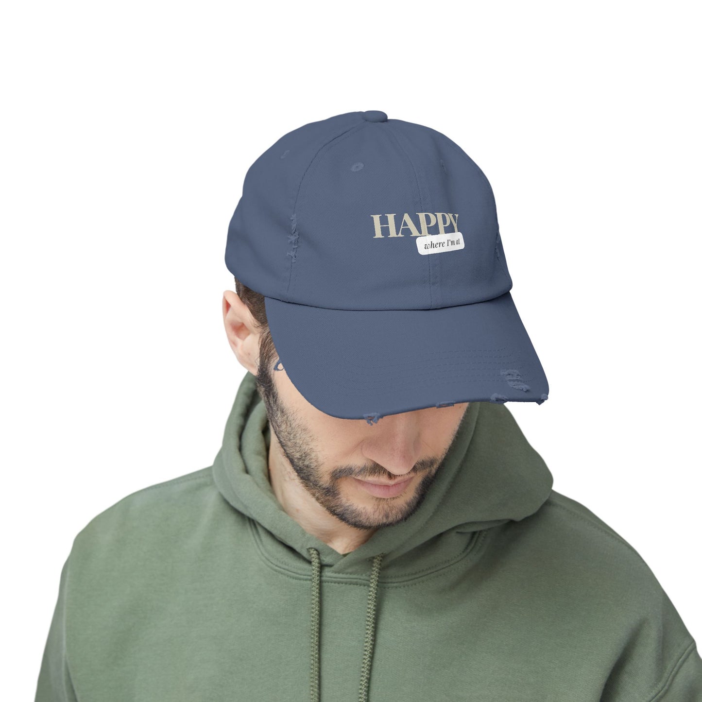 Happy where I'm at Unisex Distressed Cap