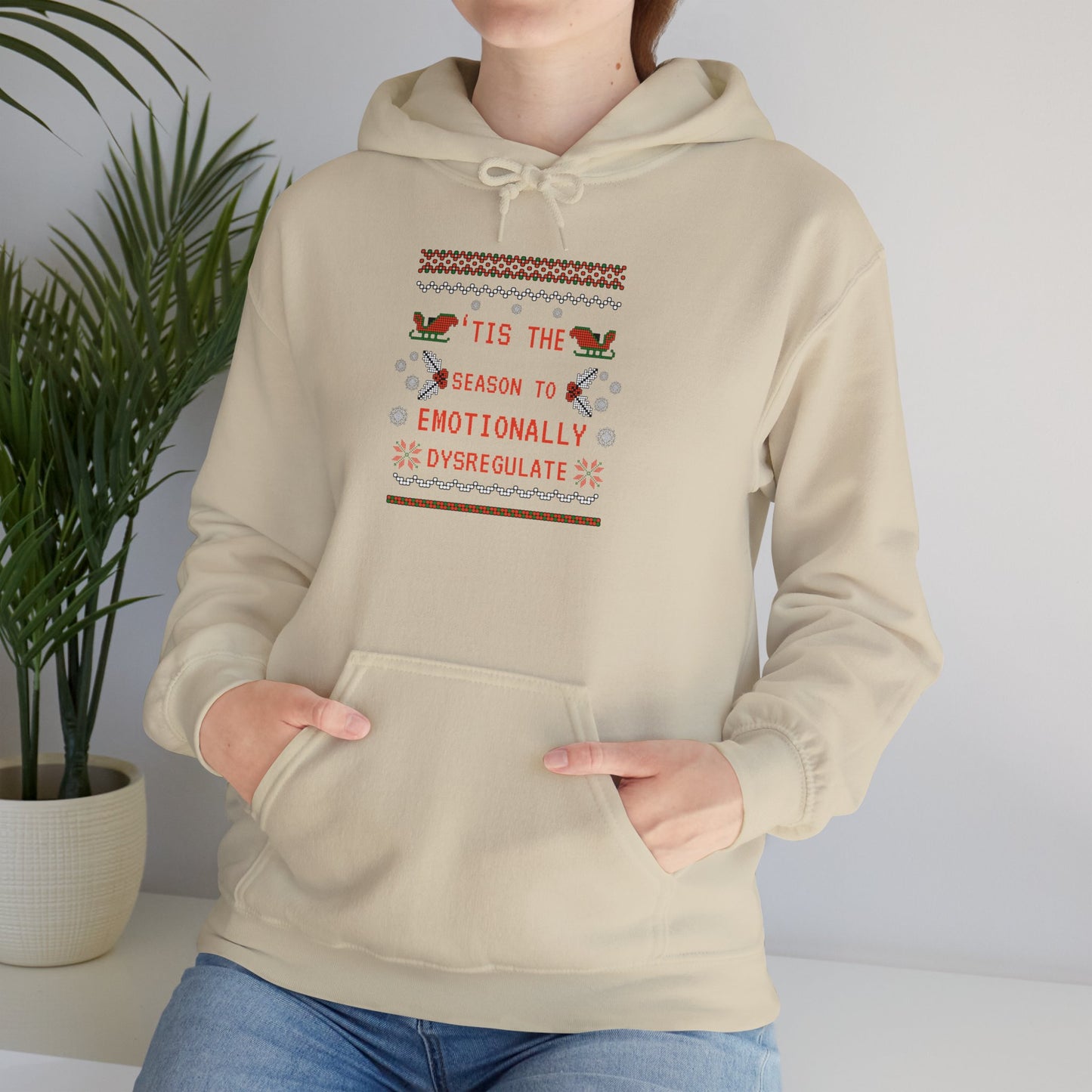 Vintage Christmas Unisex Hoodie 'Tis the Season to Emotionally Dysregulate