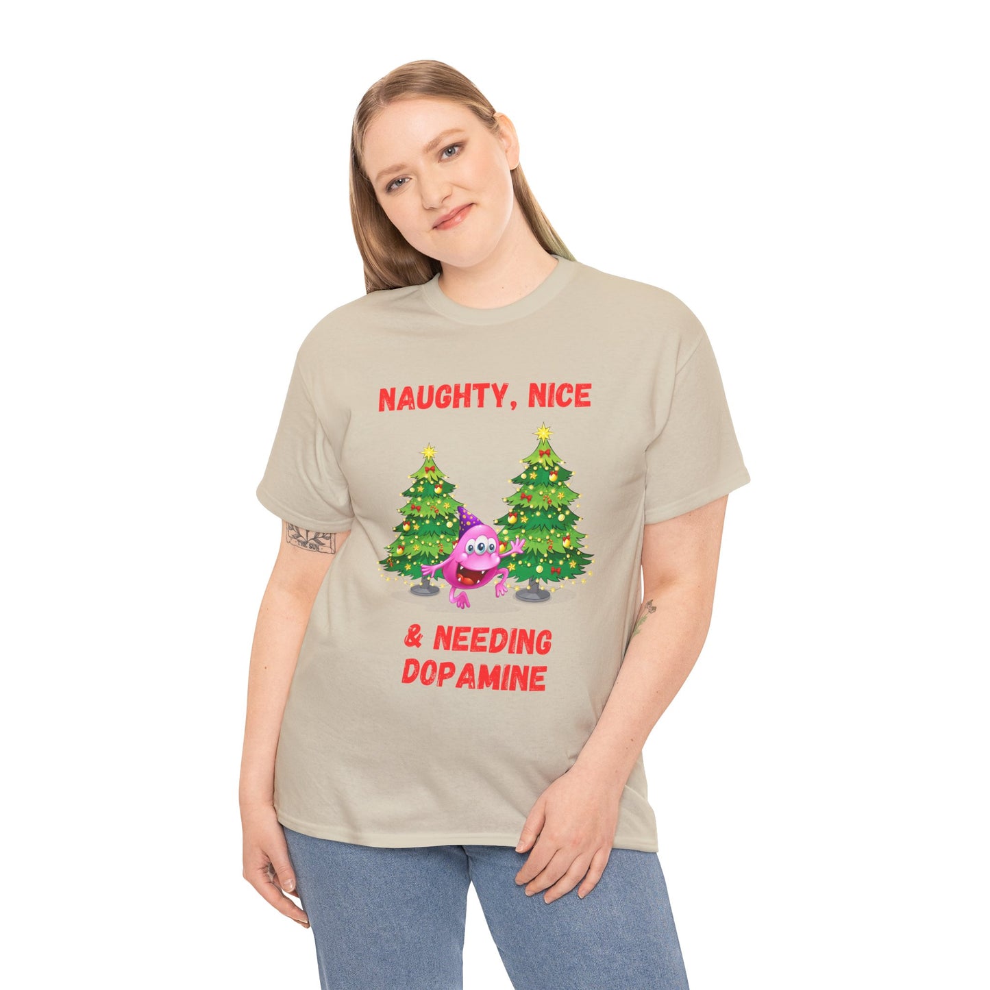 Naughty, Nice & Needing Dopamine Unisex Heavy Cotton Tee