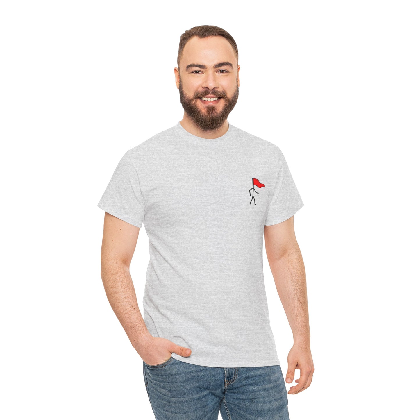 Small Walking Red Flag Unisex Heavy Cotton Tee